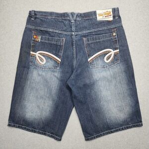 Vintage 5ive Jungle Jorts Mens 42 Blue Shorts Baggy Wide Leg Embroidered Y2K